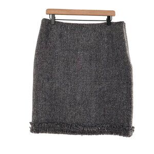 Grace Tweed‎ Wool Fringe Hem Skirt Size 10 Gray Lined Classic Western Office